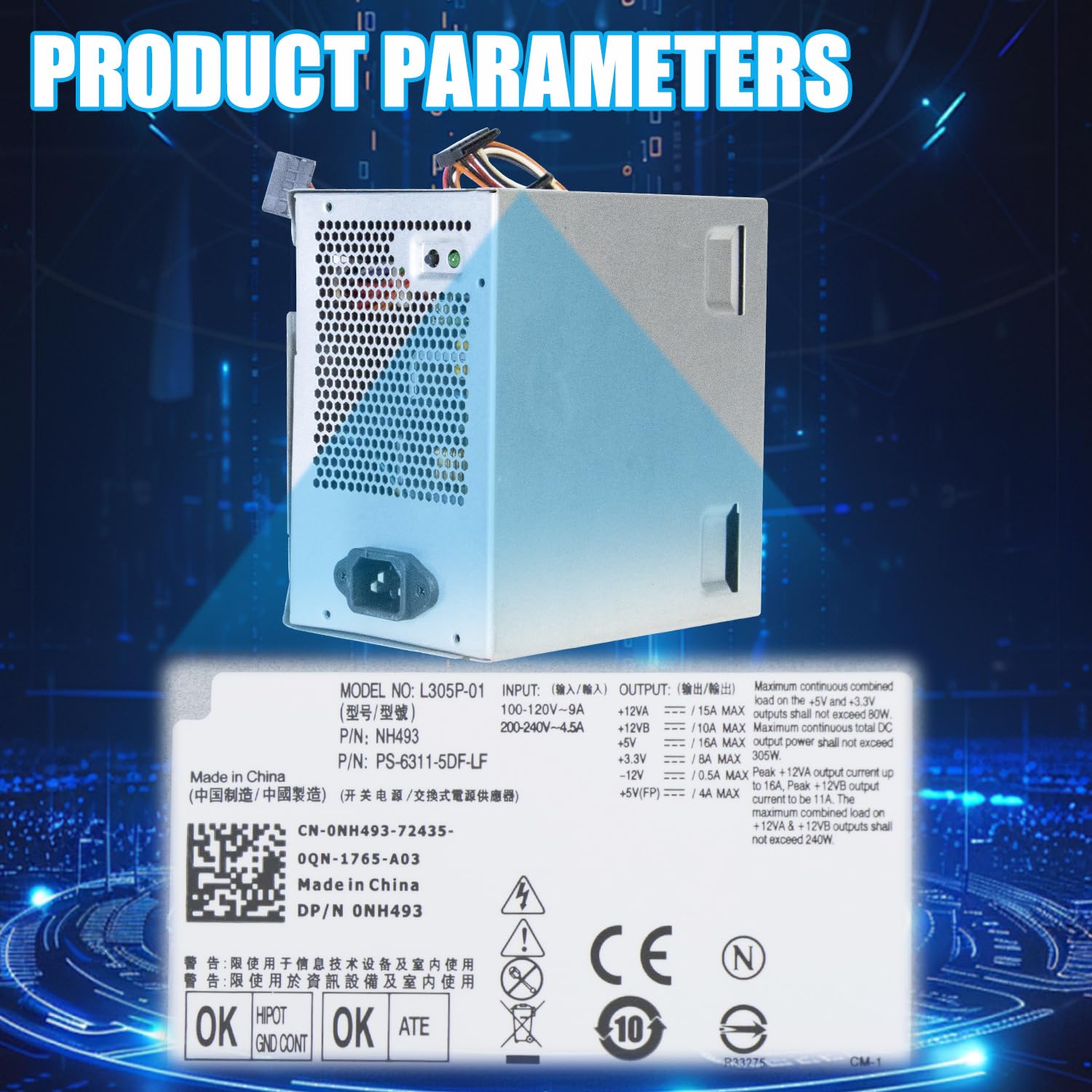 Amazon | L305P-01 NH493 305W 電源 交換用 Dell Optiplex 360 380 PSU